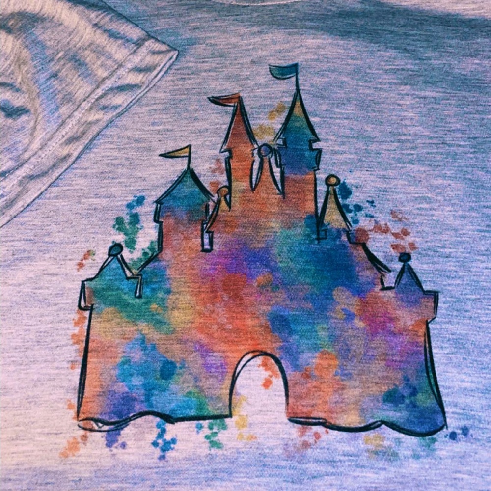 custom watercolor disney castle gray tee!